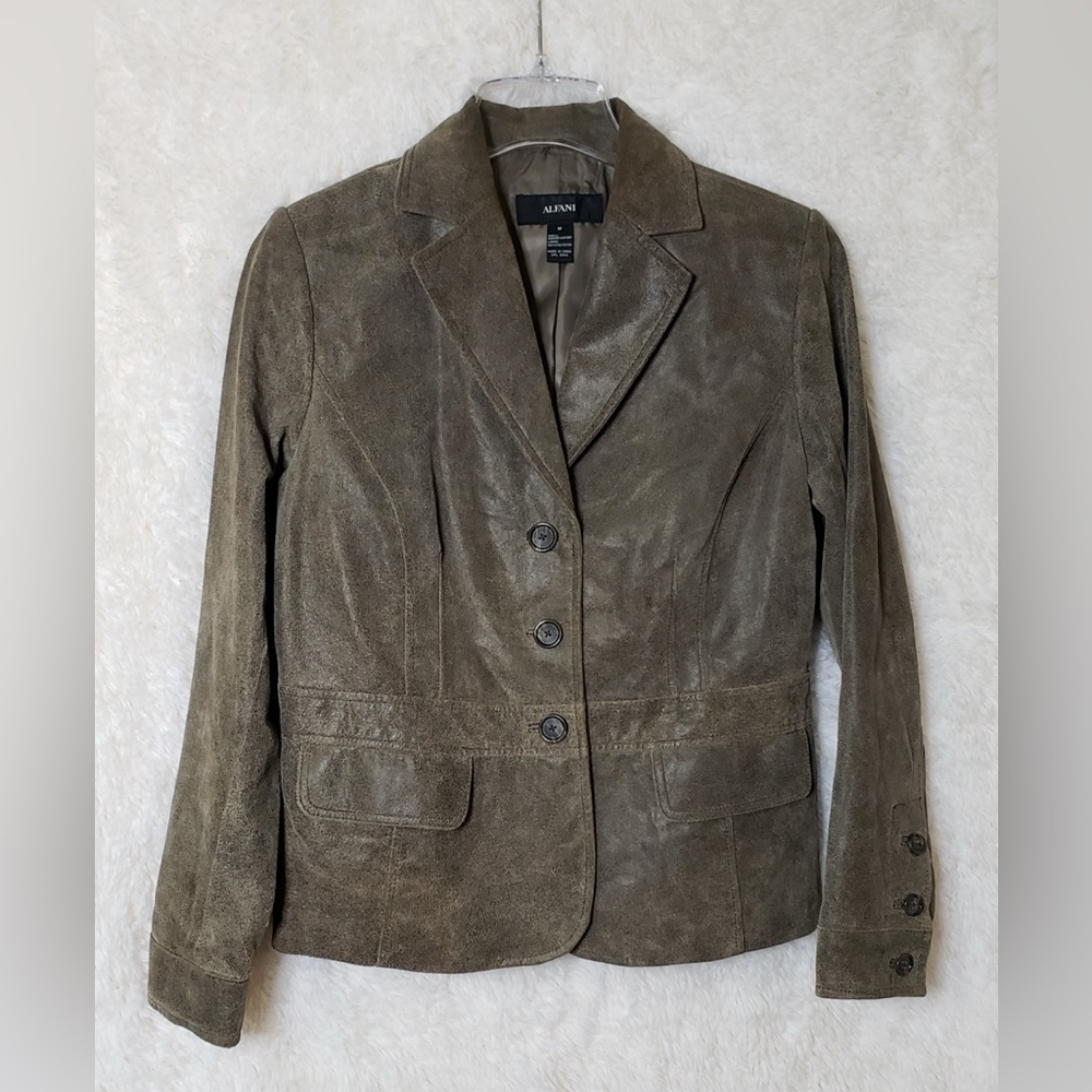 Alfani Olive Green Suede Blazer